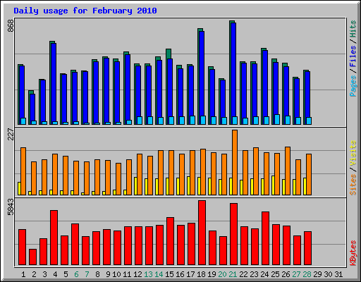 Daily usage for February 2010