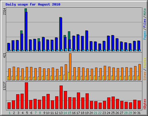 Daily usage for August 2010