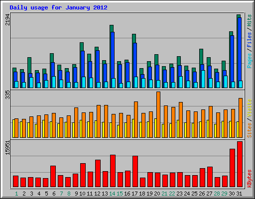 Daily usage for January 2012