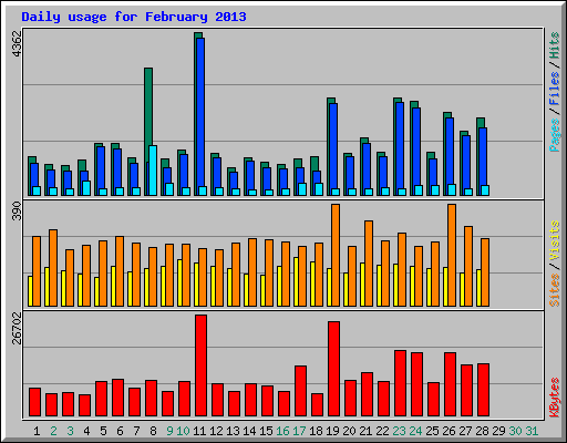 Daily usage for February 2013