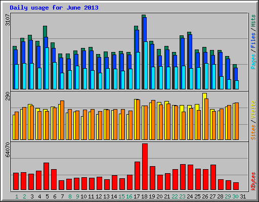 Daily usage for June 2013