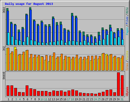 Daily usage for August 2013