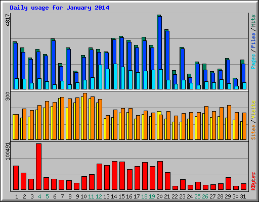 Daily usage for January 2014