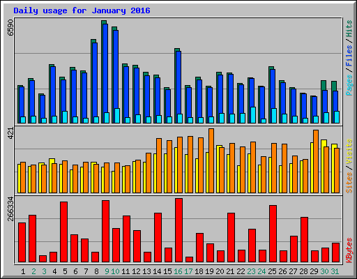 Daily usage for January 2016