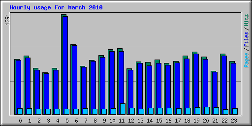 Hourly usage for March 2010