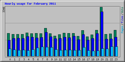 Hourly usage for February 2011