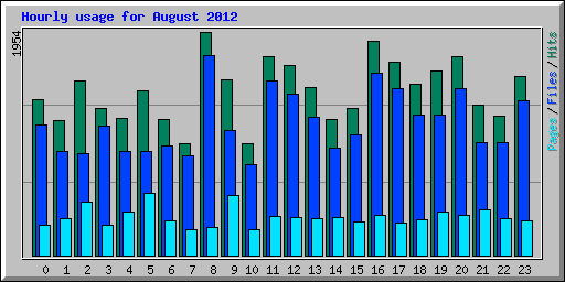 Hourly usage for August 2012