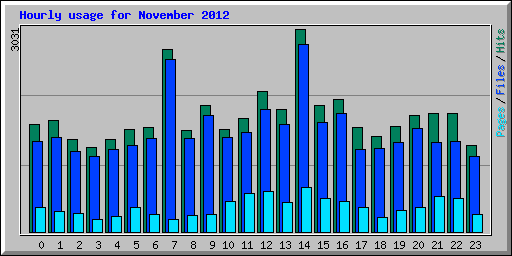 Hourly usage for November 2012