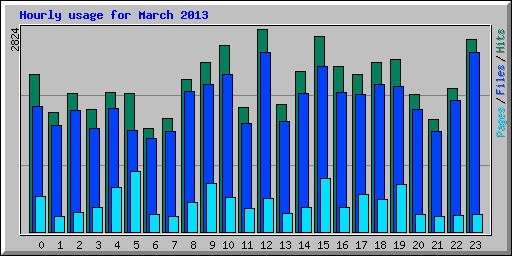 Hourly usage for March 2013