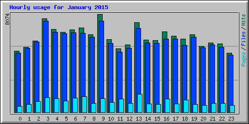 Hourly usage for January 2015