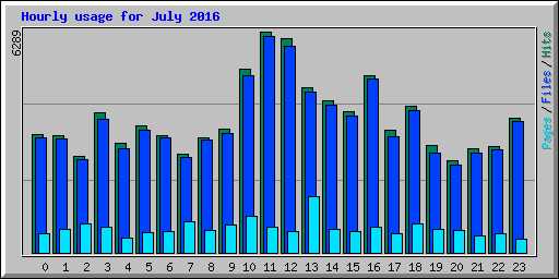 Hourly usage for July 2016